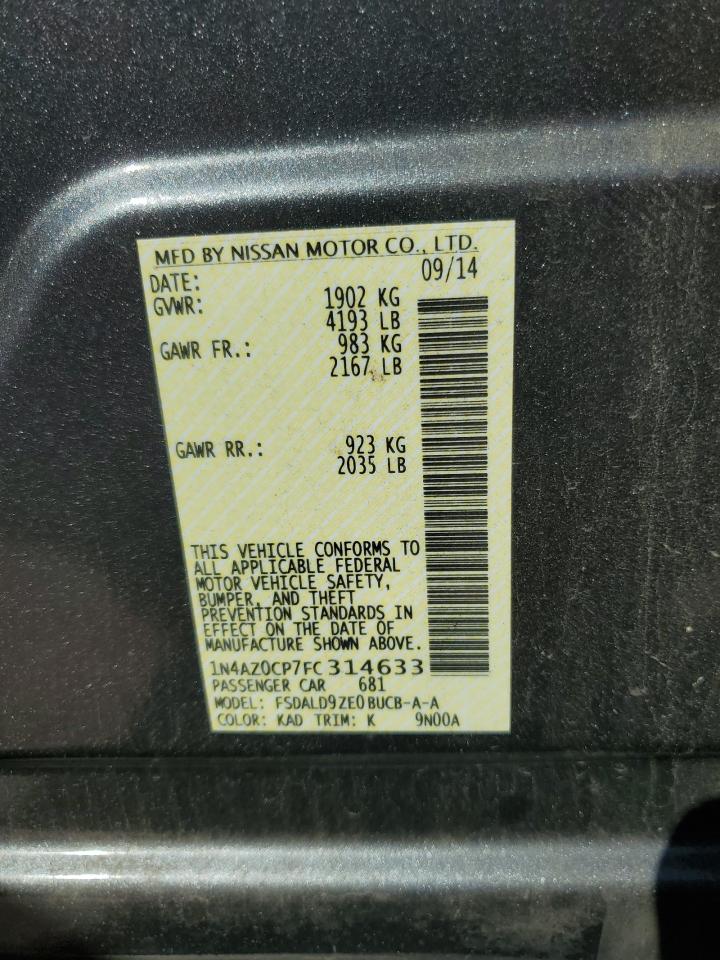 2015 Nissan Leaf S VIN: 1N4AZ0CP7FC314633 Lot: 81781405