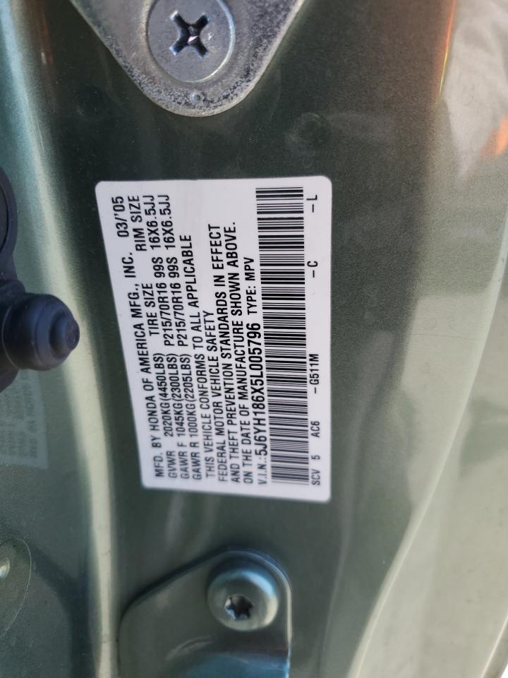 2005 Honda Element Ex VIN: 5J6YH186X5L005796 Lot: 85368635