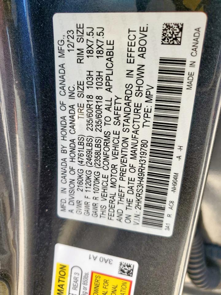 2024 Honda Cr-V Ex VIN: 2HKRS3H49RH319780 Lot: 86298475