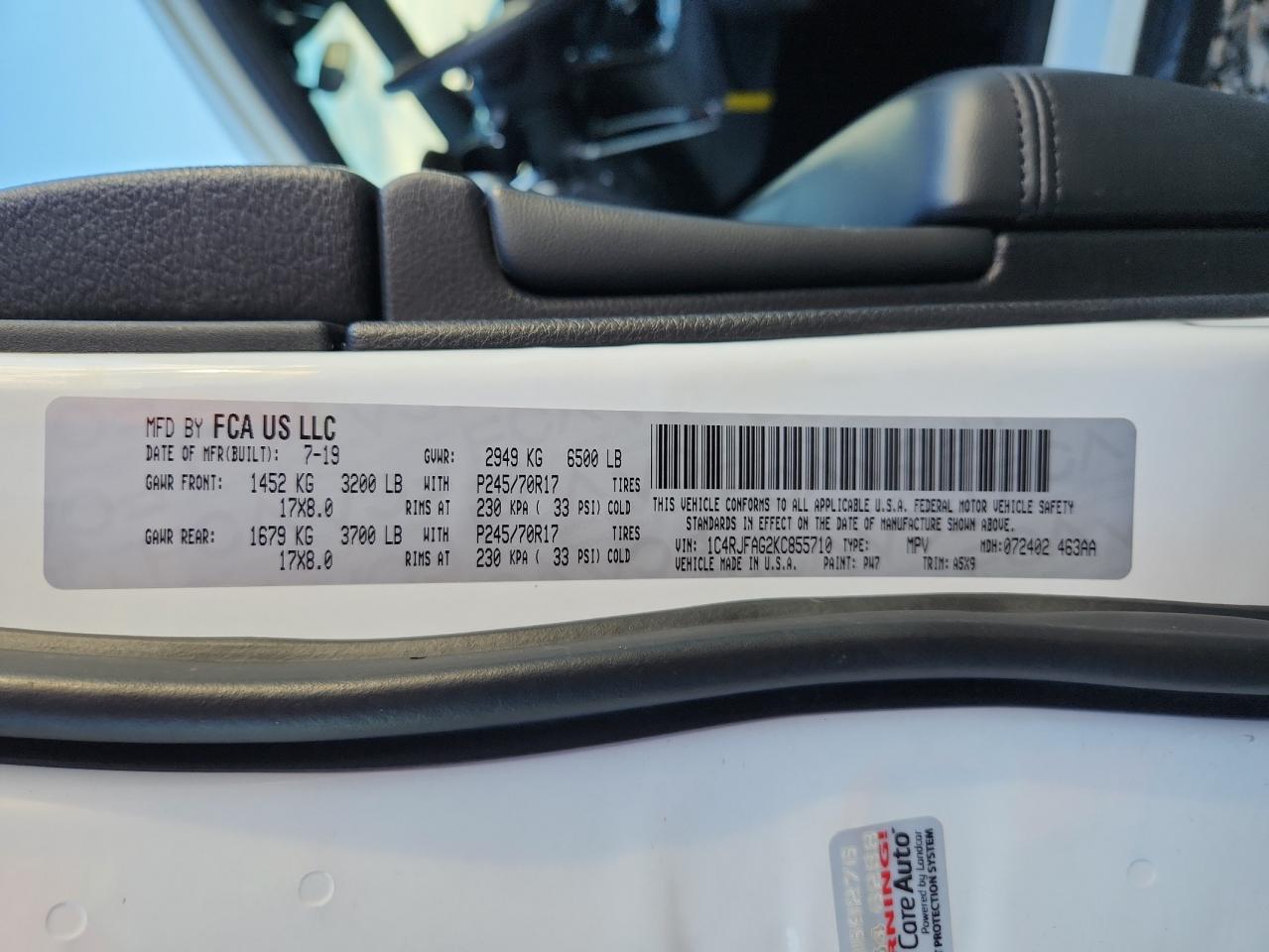 2019 Jeep Grand Cherokee Laredo VIN: 1C4RJFAG2KC855710 Lot: 85543685