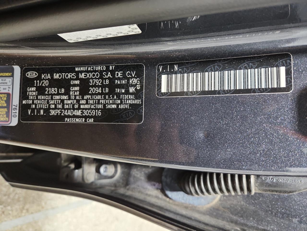 2021 Kia Forte Fe VIN: 3KPF24AD4ME305916 Lot: 91093425