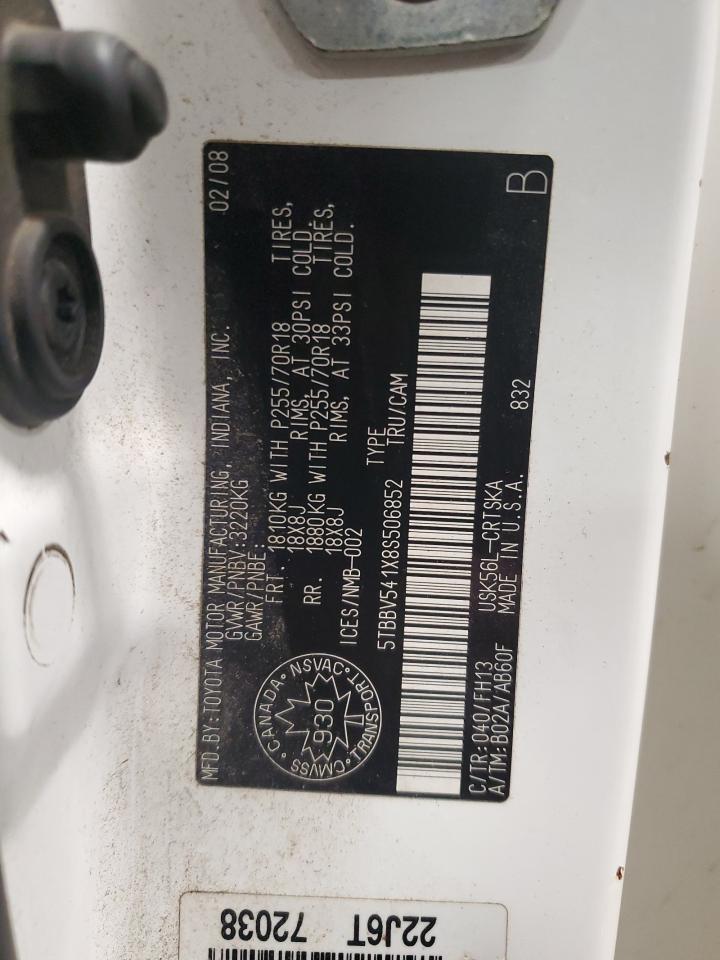 2008 Toyota Tundra Double Cab VIN: 5TBBV541X8S506852 Lot: 81438765