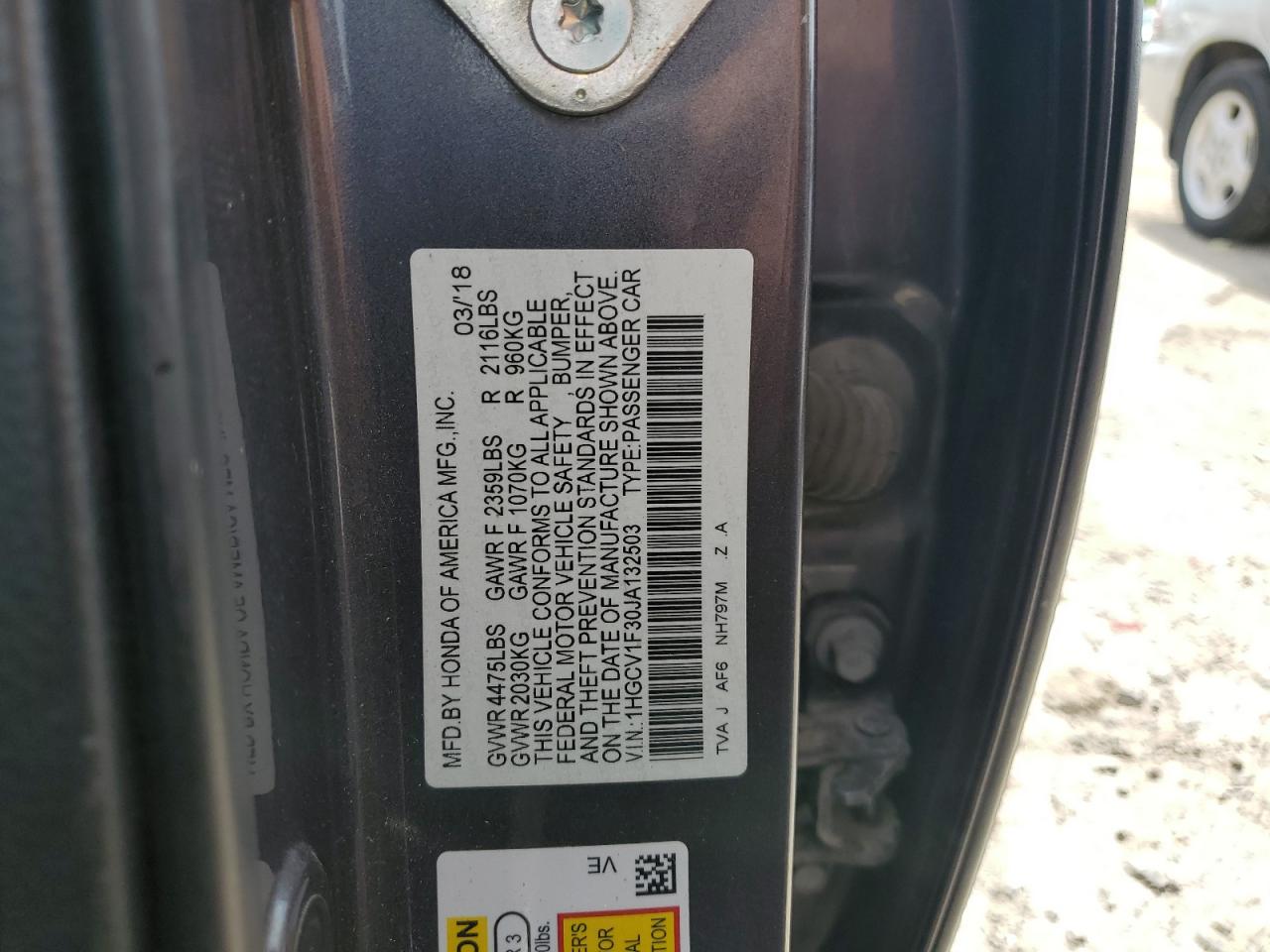 2018 Honda Accord Sport VIN: 1HGCV1F30JA132503 Lot: 84897025