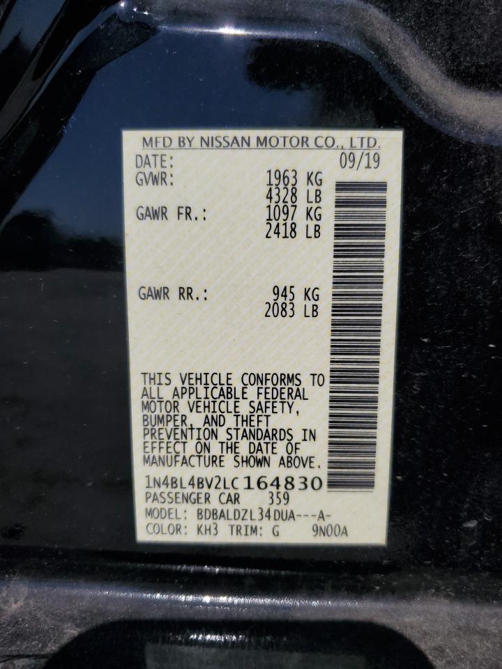 2020 Nissan Altima S VIN: 1N4BL4BV2LC164830 Lot: 85536765