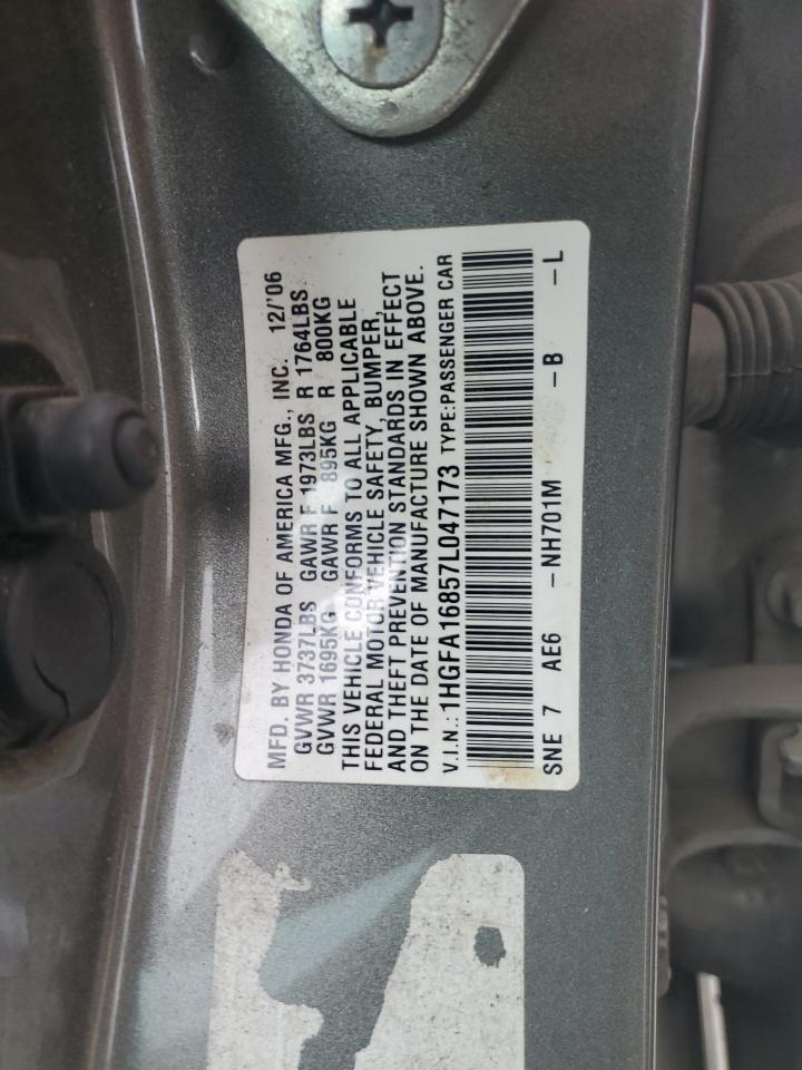 2007 Honda Civic Ex VIN: 1HGFA16857L047173 Lot: 85129185