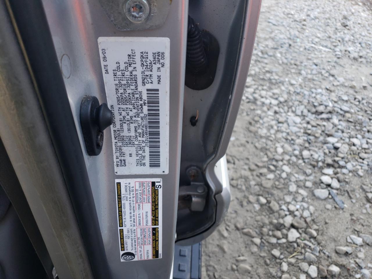 2004 Toyota 4Runner Sr5 VIN: JTEZU14RX48011052 Lot: 89667125