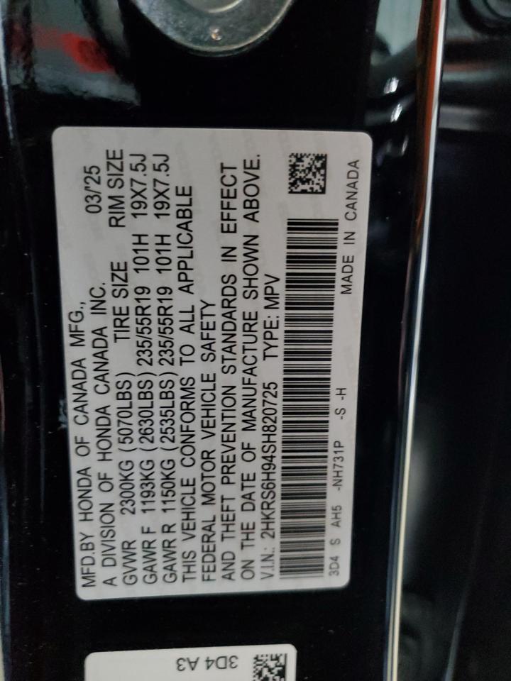 2025 Honda Cr-V Sport Touring VIN: 2HKRS6H94SH820725 Lot: 84784255