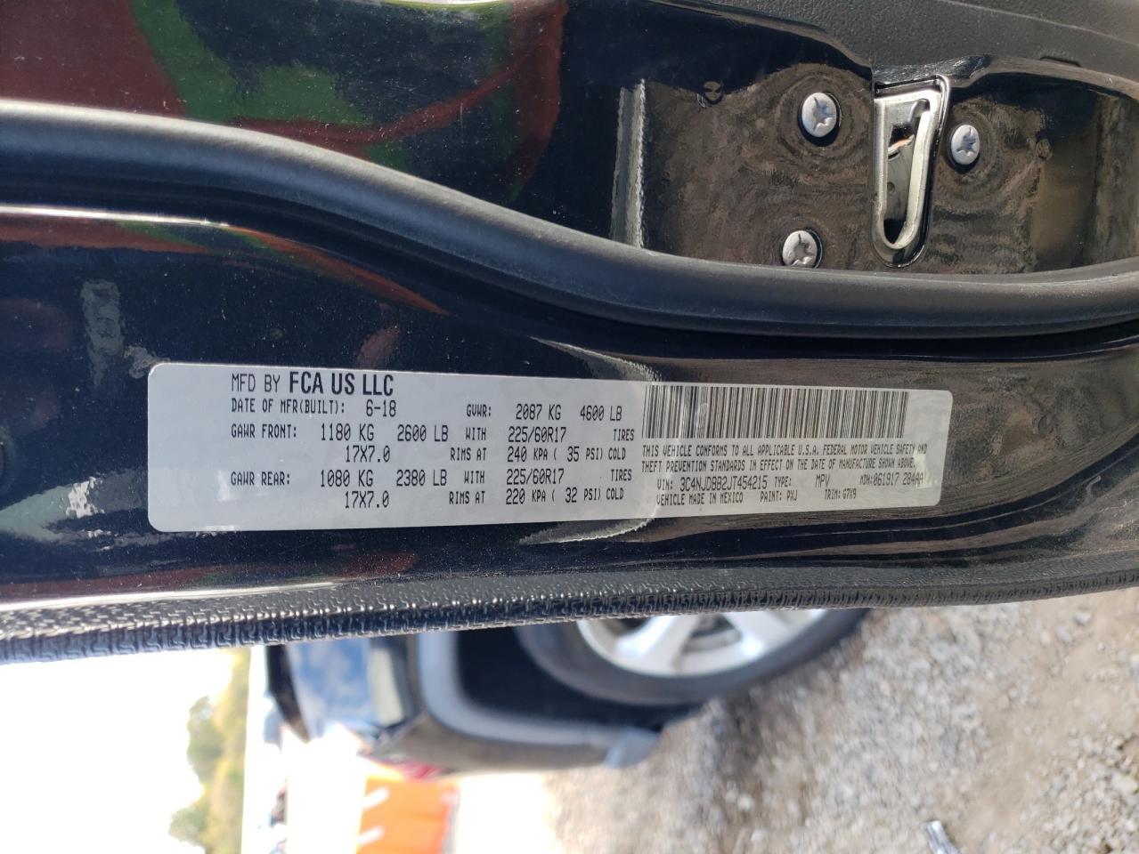 2018 Jeep Compass Latitude VIN: 3C4NJDBB2JT454215 Lot: 85703465