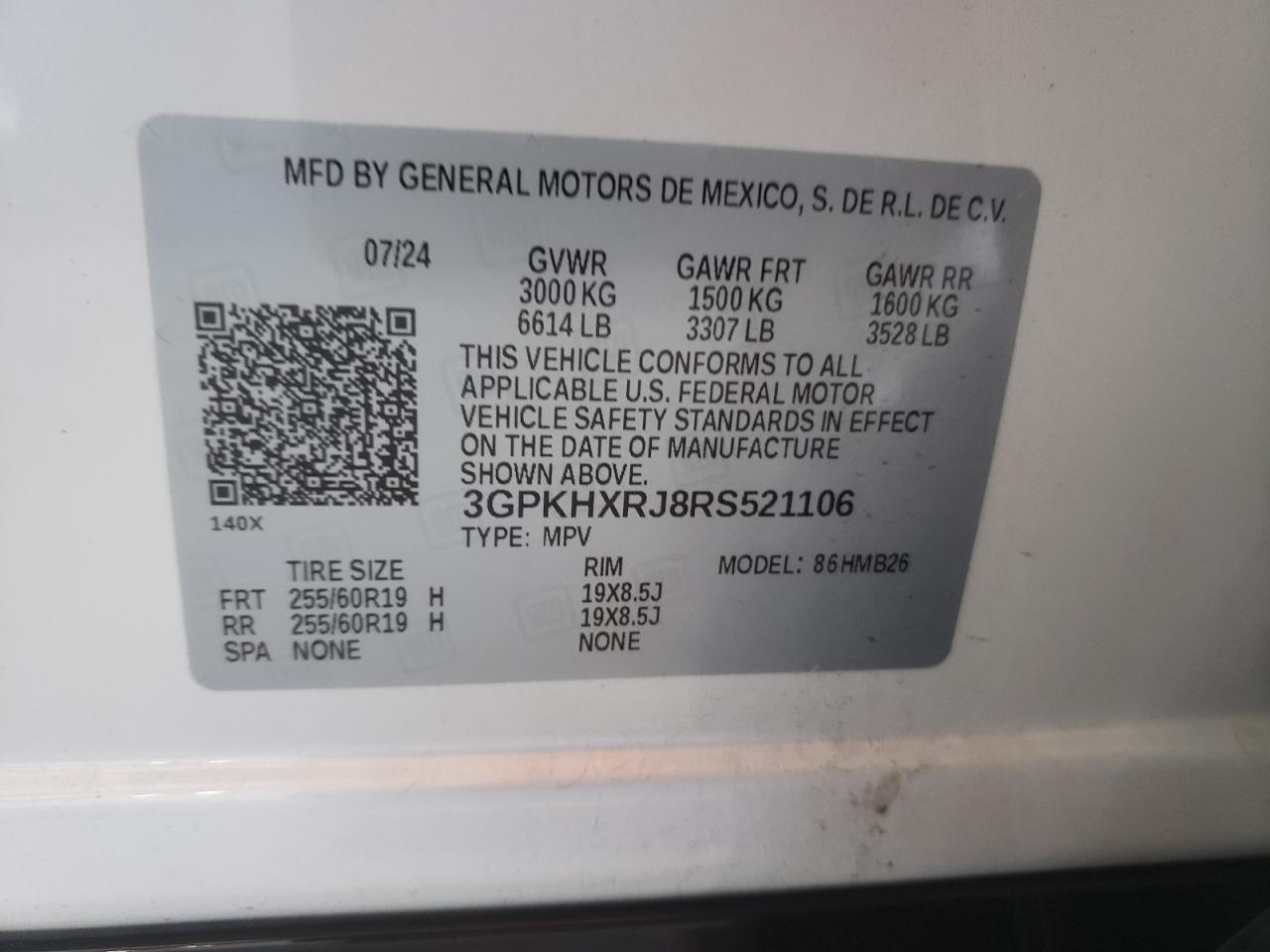 2024 Honda Prologue Tour VIN: 3GPKHXRJ8RS521106 Lot: 85179625