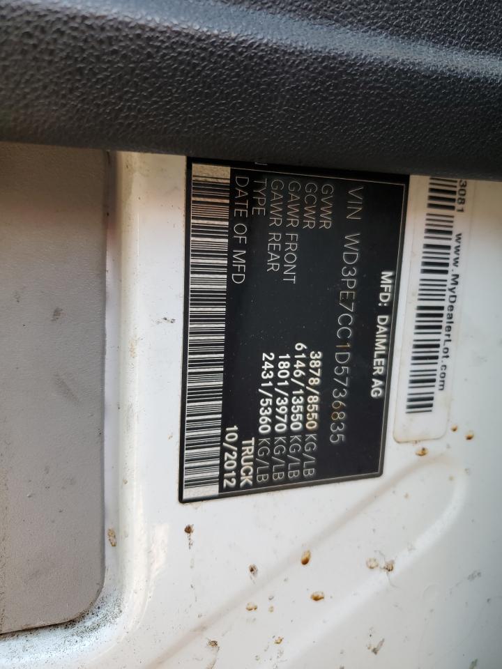 2013 Mercedes-Benz Sprinter 2500 VIN: WD3PE7CC1D5736835 Lot: 84899745