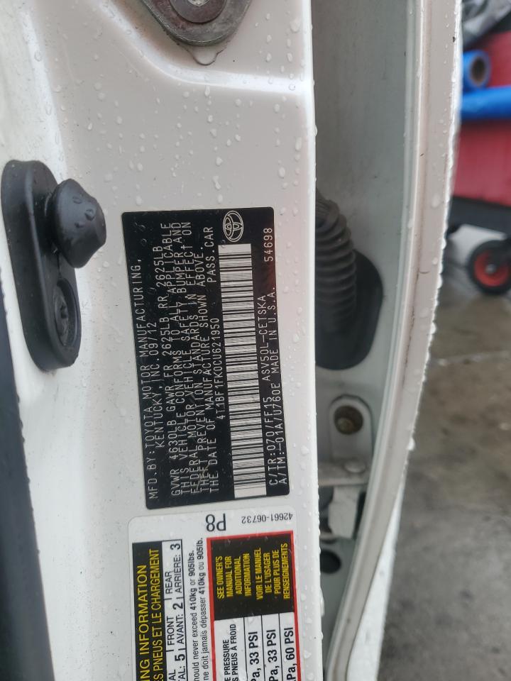 2012 Toyota Camry Base VIN: 4T1BF1FK0CU621950 Lot: 81957955