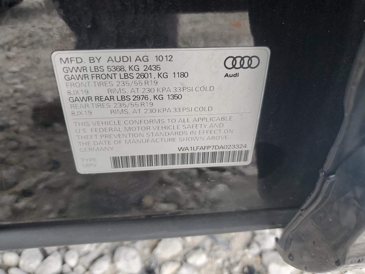 2013 Audi Q5 Premium Plus VIN: WA1LFAFP7DA023324 Lot: 85186255