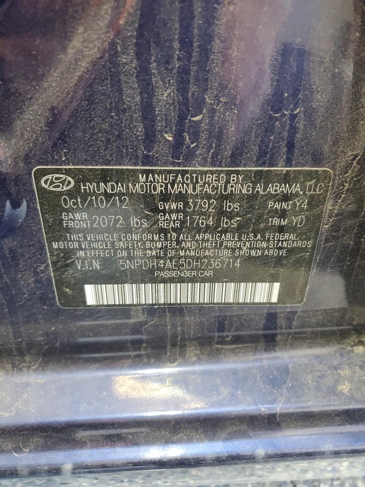 2013 Hyundai Elantra Gls VIN: 5NPDH4AE5DH236714 Lot: 84788895