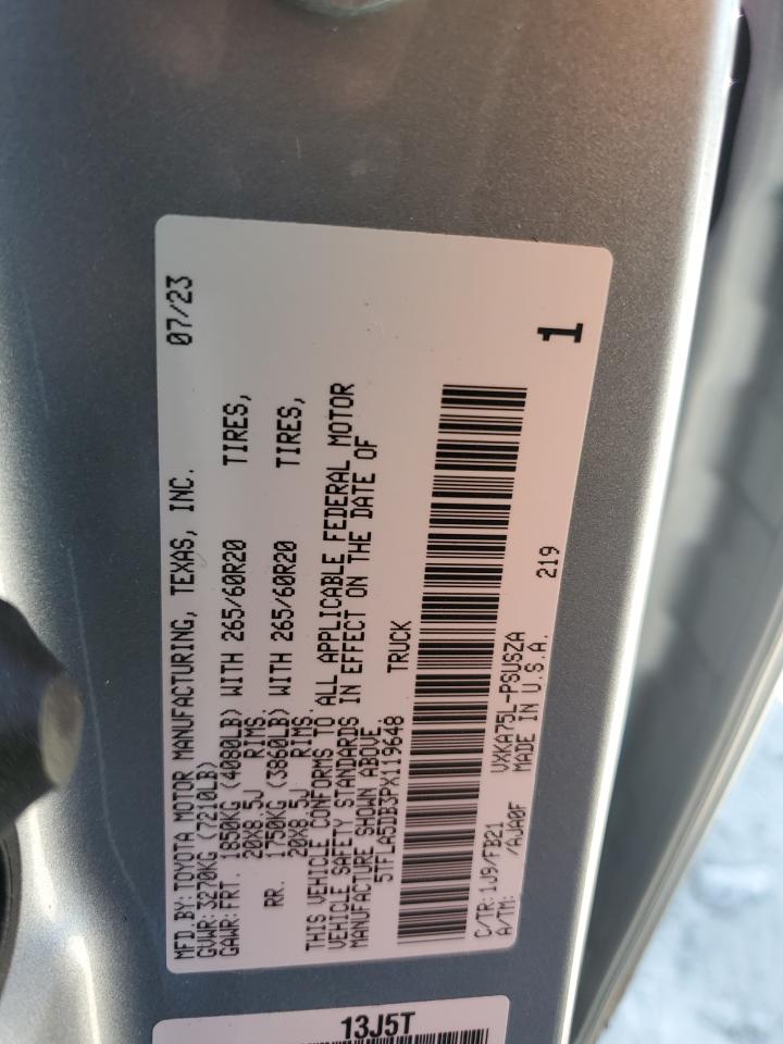 2023 Toyota Tundra Crewmax Sr VIN: 5TFLA5DB3PX119648 Lot: 81962635