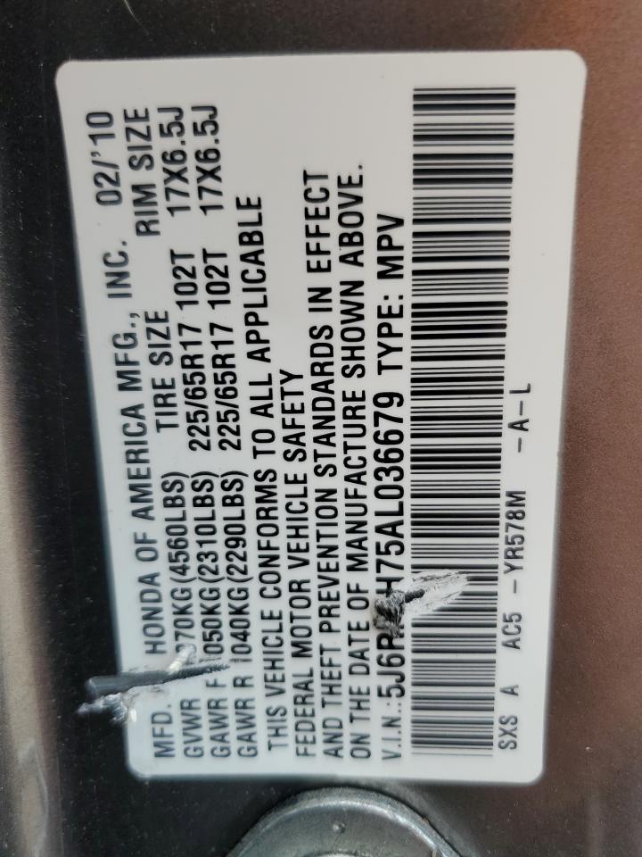 2010 Honda Cr-V Exl VIN: 5J6RE4H75AL036679 Lot: 82326565