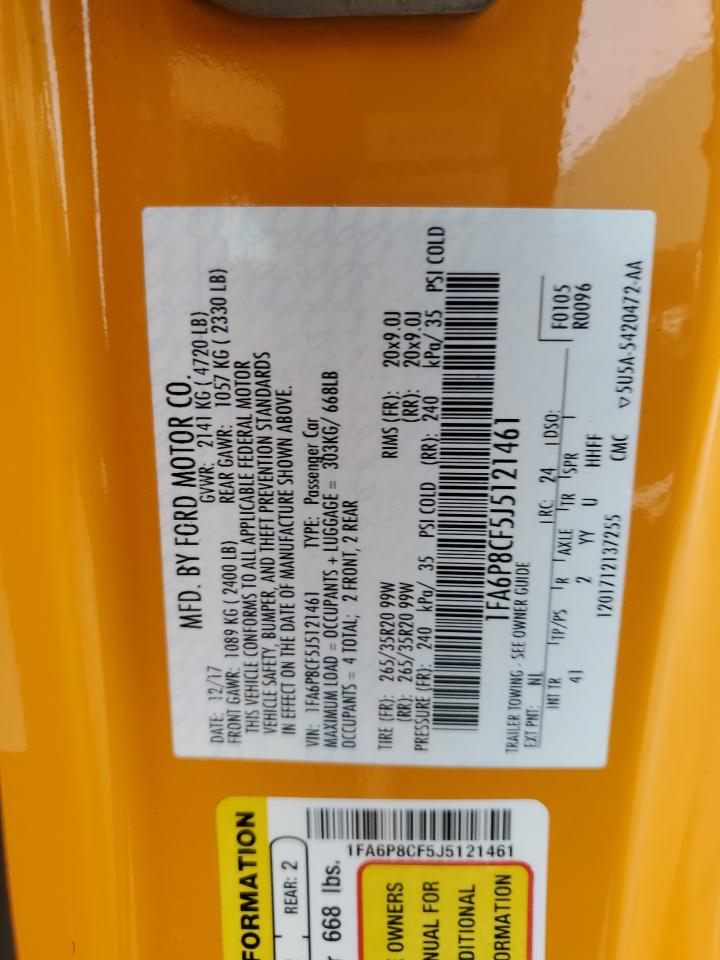 2018 Ford Mustang Gt VIN: 1FA6P8CF5J5121461 Lot: 85328965