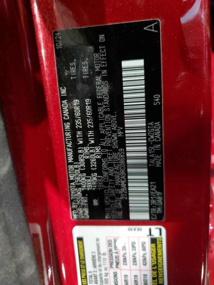 2024 Lexus Rx 350 Base VIN: 2T2BAMCA9RC086859 Lot: 84007735