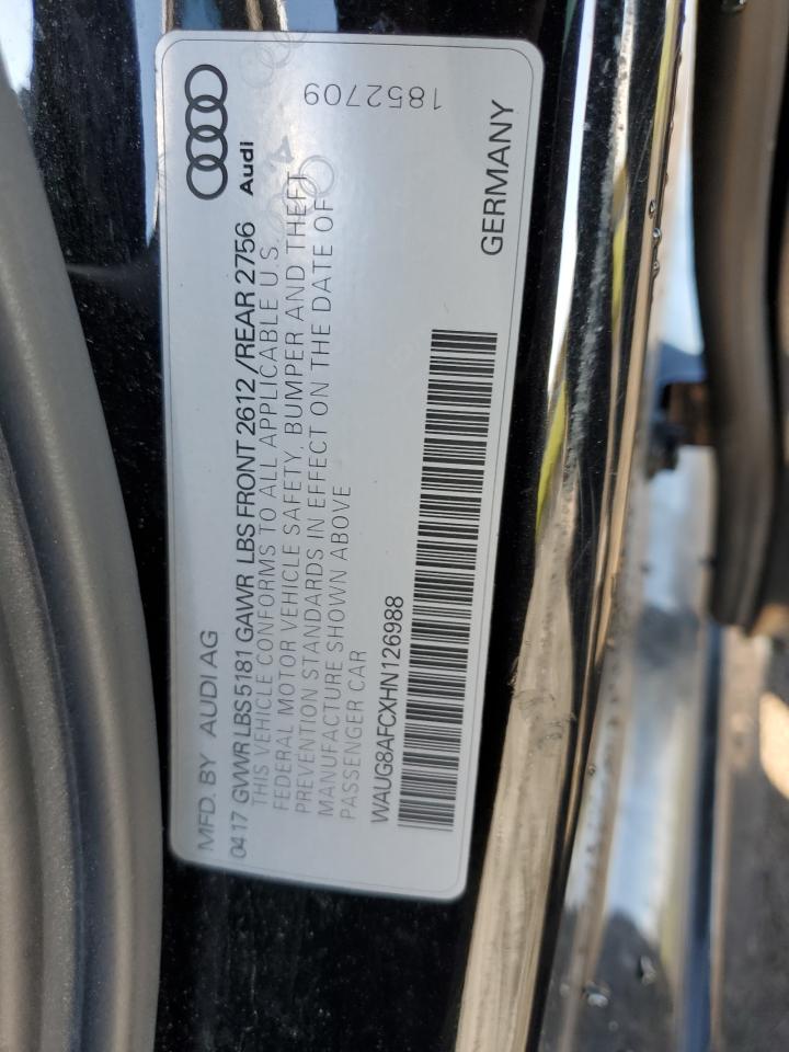 2017 Audi A6 Premium Plus VIN: WAUG8AFCXHN126988 Lot: 87104105