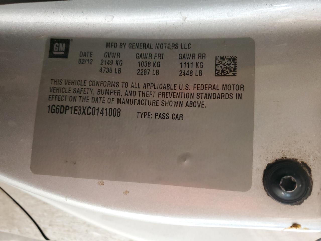 2012 Cadillac Cts Premium Collection VIN: 1G6DP1E3XC0141008 Lot: 82623855