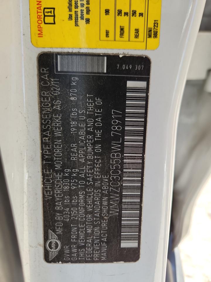 2011 Mini Cooper S Countryman VIN: WMWZC3C55BWL78917 Lot: 89446995