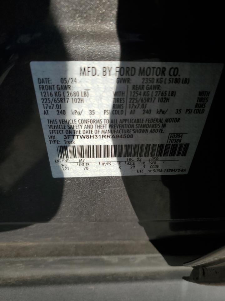 2024 Ford Maverick Xlt VIN: 3FTTW8H31RRA94508 Lot: 86269985