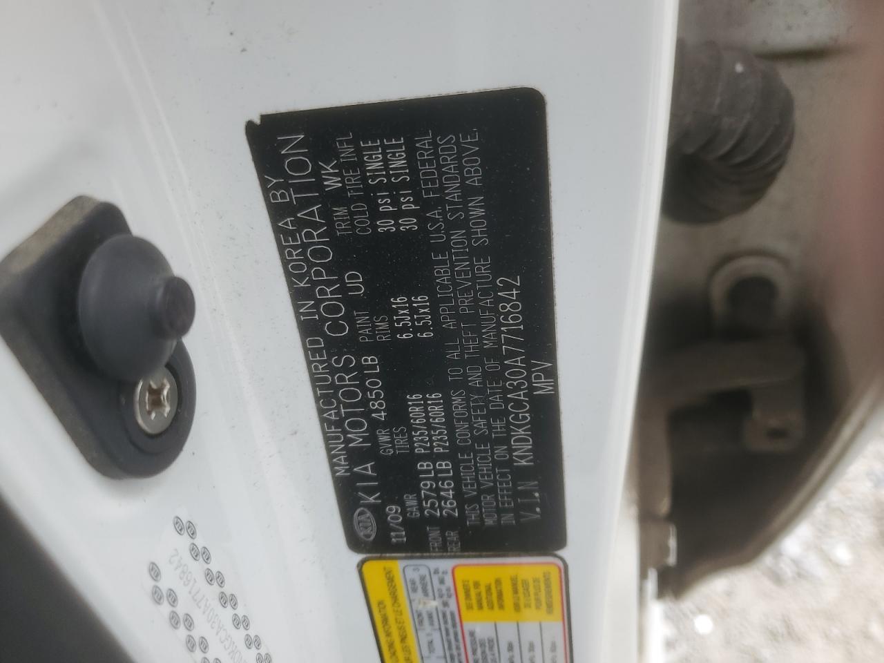 2010 Kia Sportage Lx VIN: KNDKGCA30A7716842 Lot: 85834615