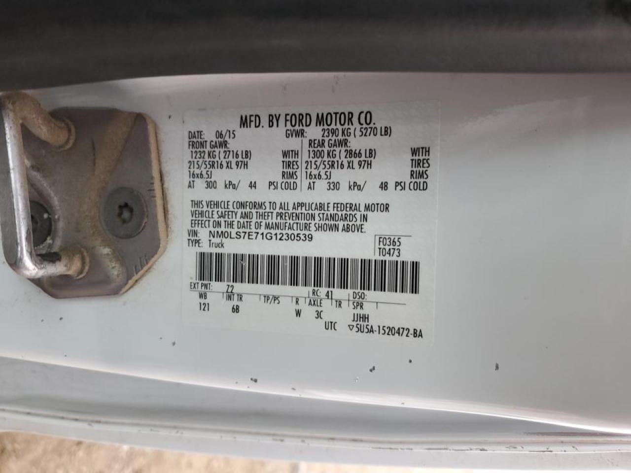 2016 Ford Transit Utility / Service Van VIN: NM0LS7E71G1230539 Lot: 90273545