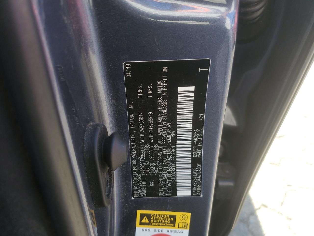 2018 Toyota Highlander Limited VIN: 5TDDZRFH0JS867941 Lot: 84441745