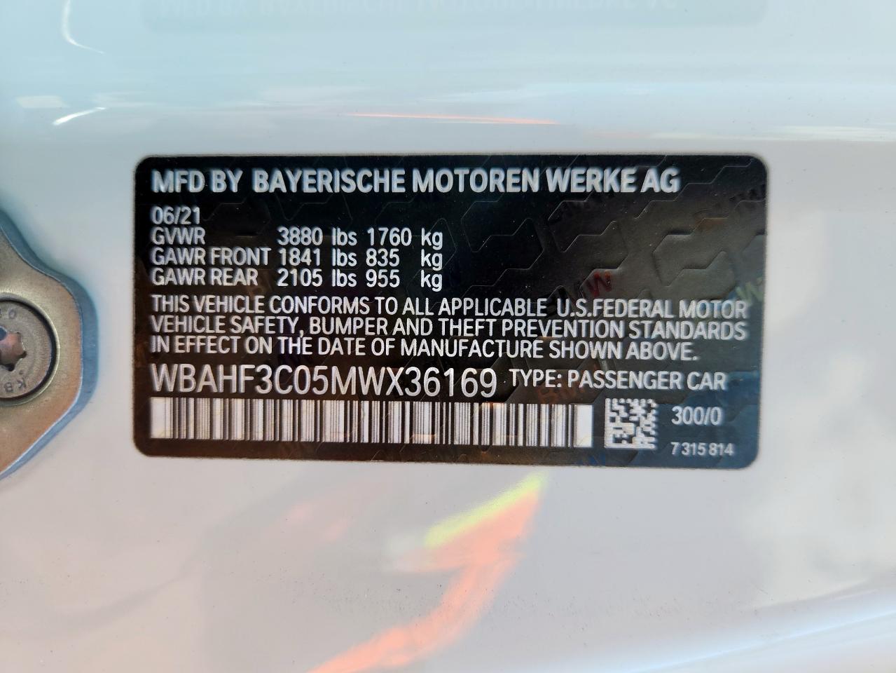 2021 BMW Z4 Sdrive30I VIN: WBAHF3C05MWX36169 Lot: 84985135