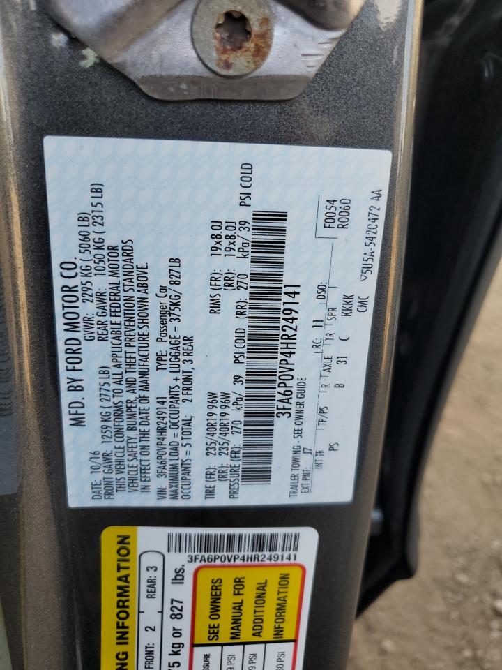 2017 Ford Fusion Sport VIN: 3FA6P0VP4HR249141 Lot: 81526005