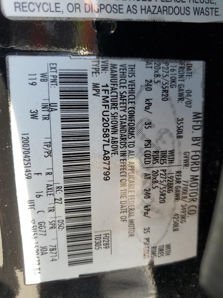 2007 Ford Expedition Limited VIN: 1FMFU20587LA87799 Lot: 84781845