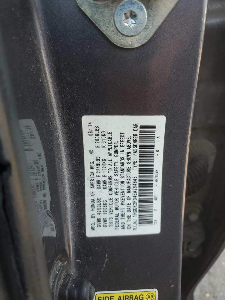 2014 Honda Accord Lx VIN: 1HGCR2F34EA294845 Lot: 85898135