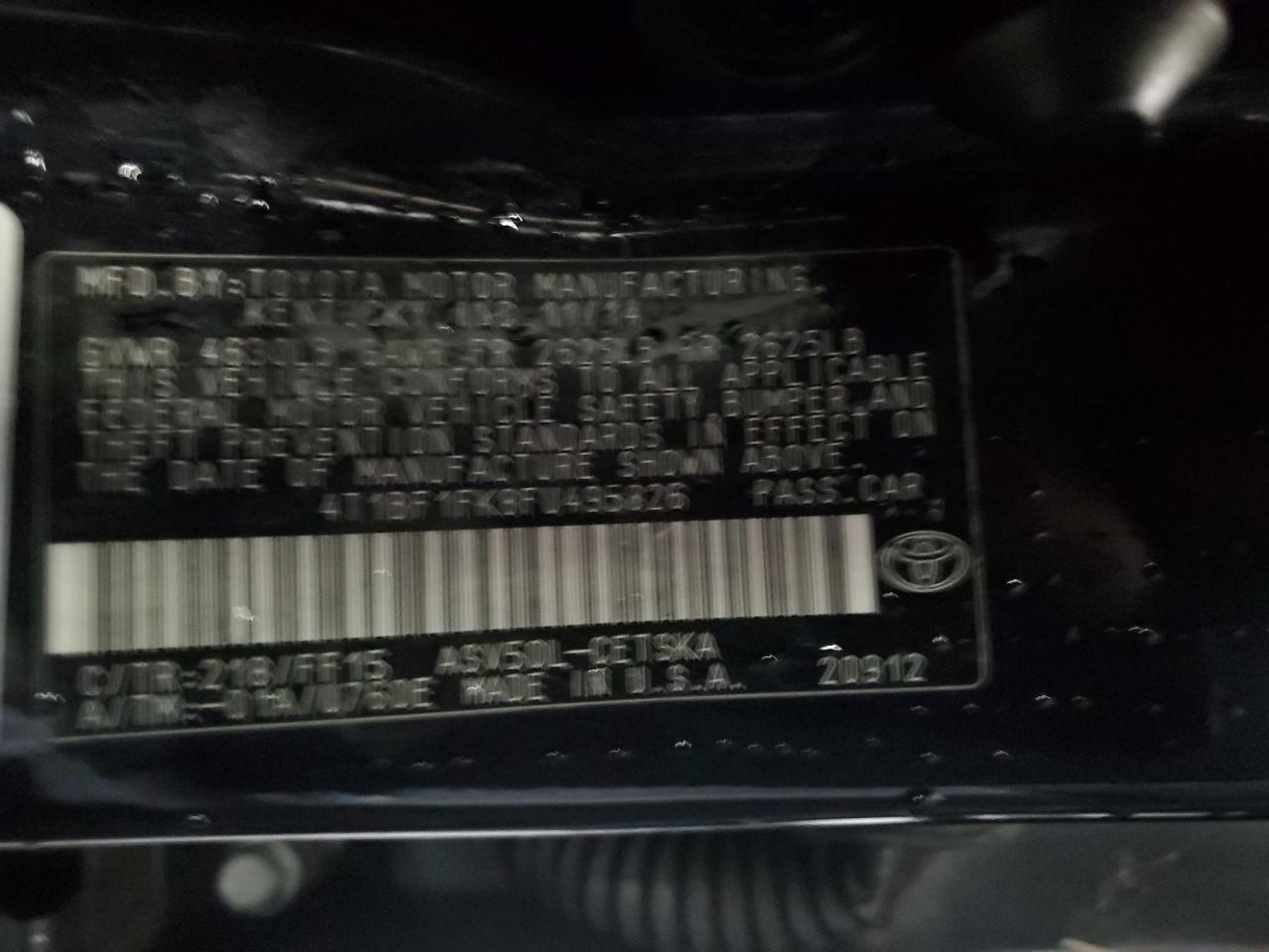 2015 Toyota Camry Le VIN: 4T1BF1FK8FU495826 Lot: 85316645