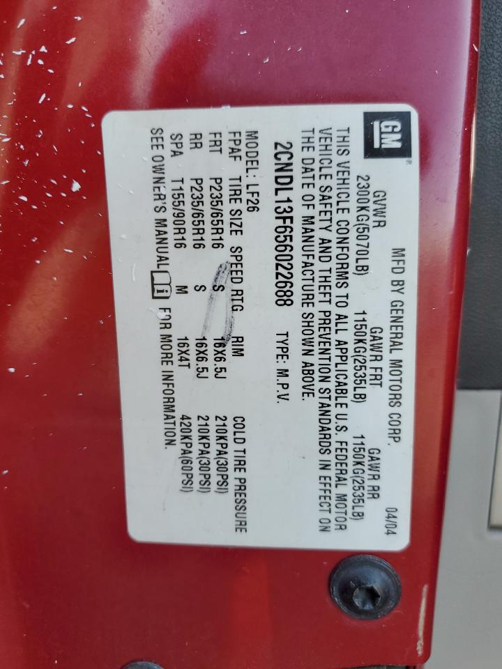 2005 Chevrolet Equinox Ls VIN: 2CNDL13F656022688 Lot: 82500075