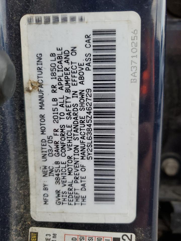 2005 Pontiac Vibe VIN: 5Y2SL63845Z462729 Lot: 86879935