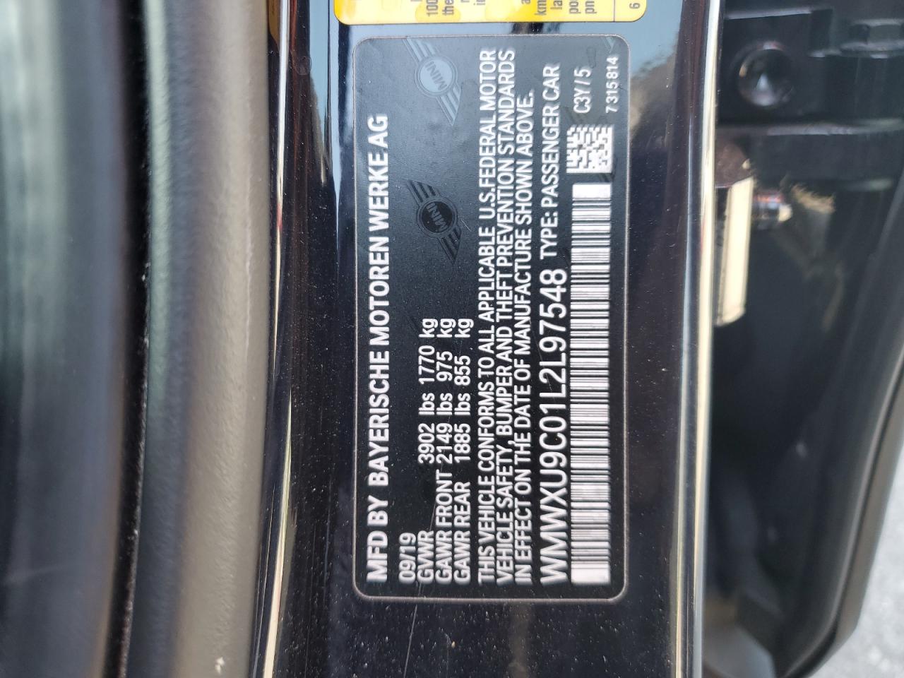 2020 Mini Cooper S VIN: WMWXU9C01L2L97548 Lot: 84576345