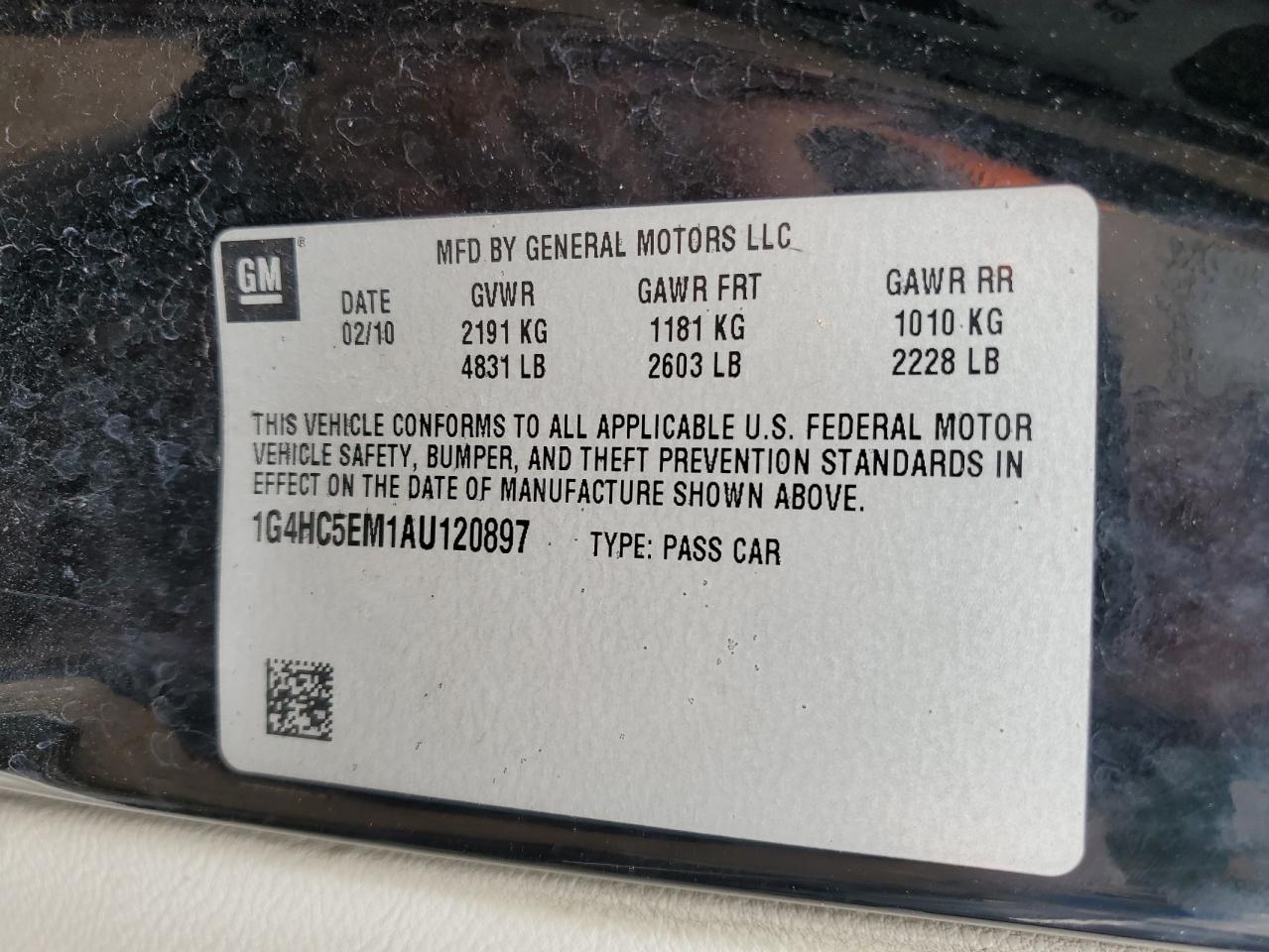 2010 Buick Lucerne Cxl VIN: 1G4HC5EM1AU120897 Lot: 84463595