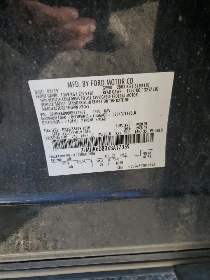 2019 Ford Flex Limited VIN: 2FMHK6D80KBA17359 Lot: 82693625