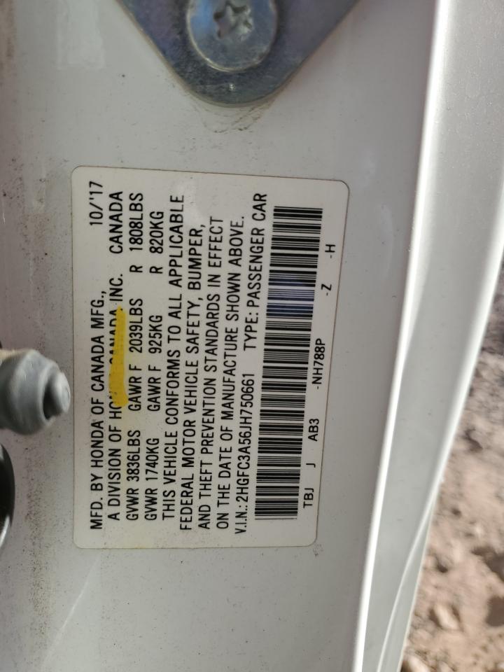 2018 Honda Civic Si VIN: 2HGFC3A56JH750661 Lot: 85646065