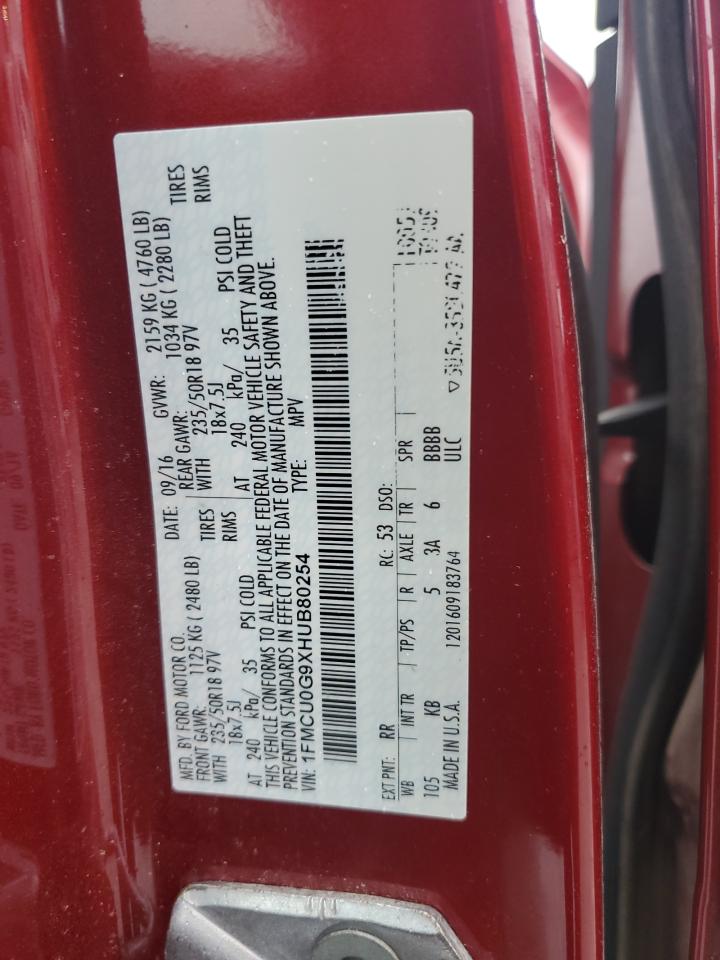 2017 Ford Escape Se VIN: 1FMCU0G9XHUB80254 Lot: 90412595