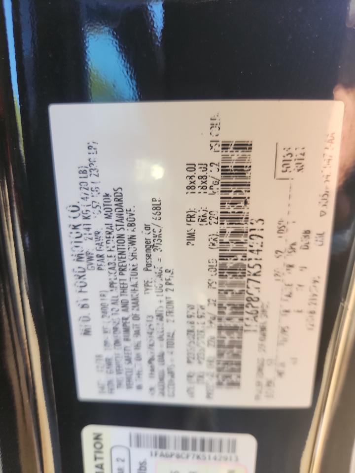 2019 Ford Mustang Gt VIN: 1FA6P8CF7K5142913 Lot: 85887985