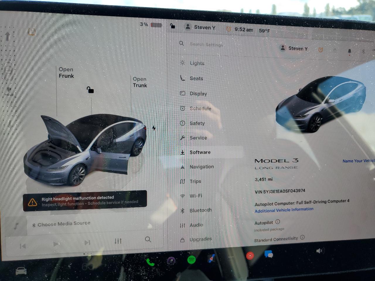 2025 Tesla Model 3 VIN: 5YJ3E1EA0SF043974 Lot: 89862145