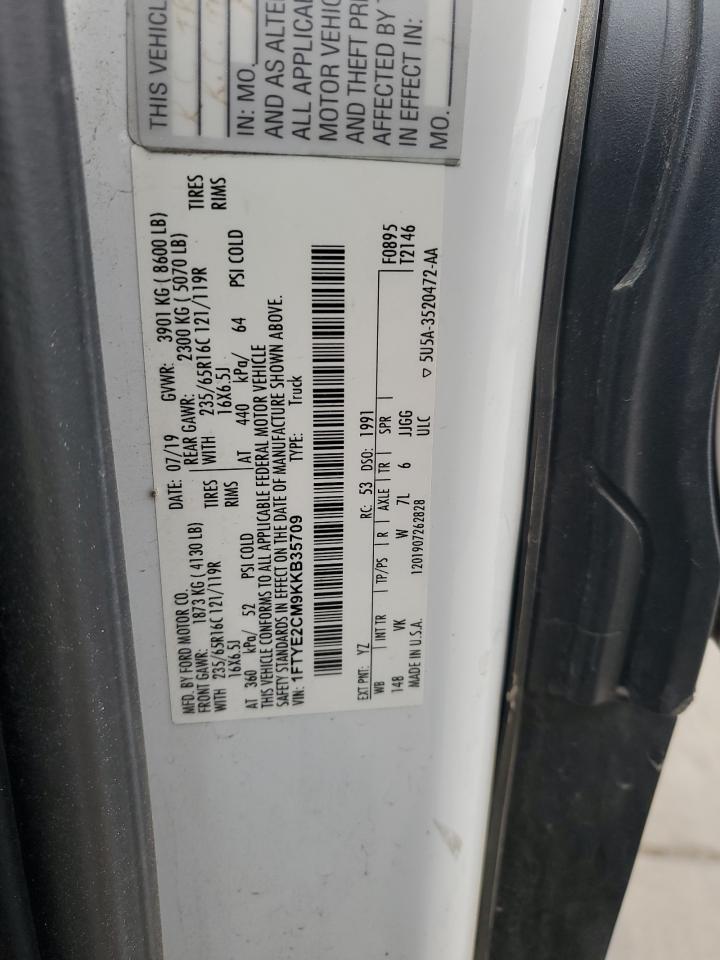 2019 Ford Transit T-150 VIN: 1FTYE2CM9KKB35709 Lot: 83867695