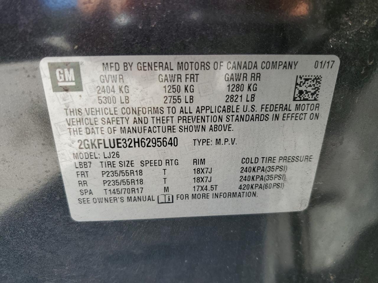 2017 GMC Terrain Slt VIN: 2GKFLUE32H6295640 Lot: 85514605