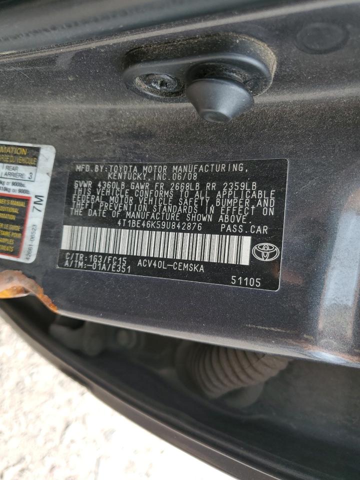 2009 Toyota Camry Base VIN: 4T1BE46K59U842876 Lot: 85678725