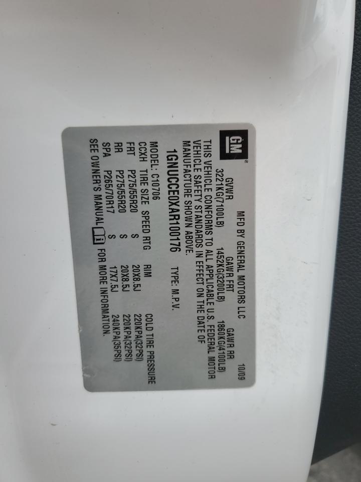 2010 Chevrolet Tahoe C1500 Ltz VIN: 1GNUCCE0XAR100176 Lot: 86233585