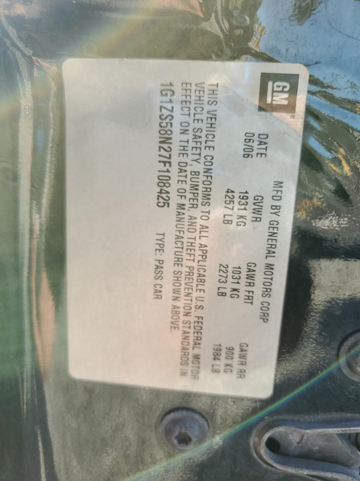 2007 Chevrolet Malibu Ls VIN: 1G1ZS58N27F108425 Lot: 86072355