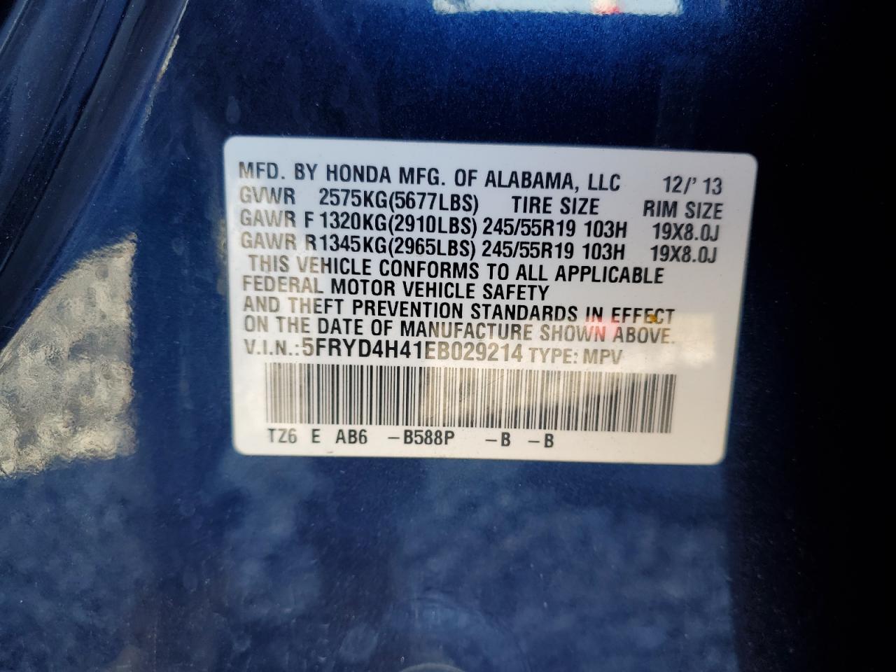 2014 Acura Mdx Technology VIN: 5FRYD4H41EB029214 Lot: 84893985