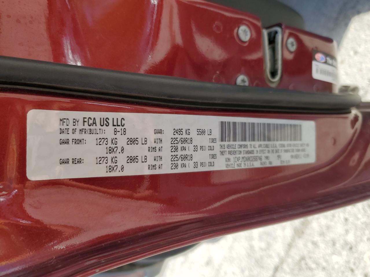 2019 Jeep Cherokee Limited VIN: 1C4PJMDX0KD268746 Lot: 82483965