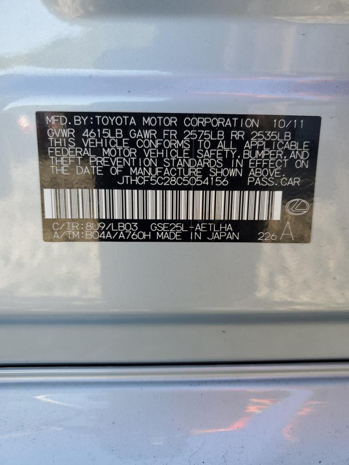 2012 Lexus Is 250 VIN: JTHCF5C28C5054156 Lot: 84234695